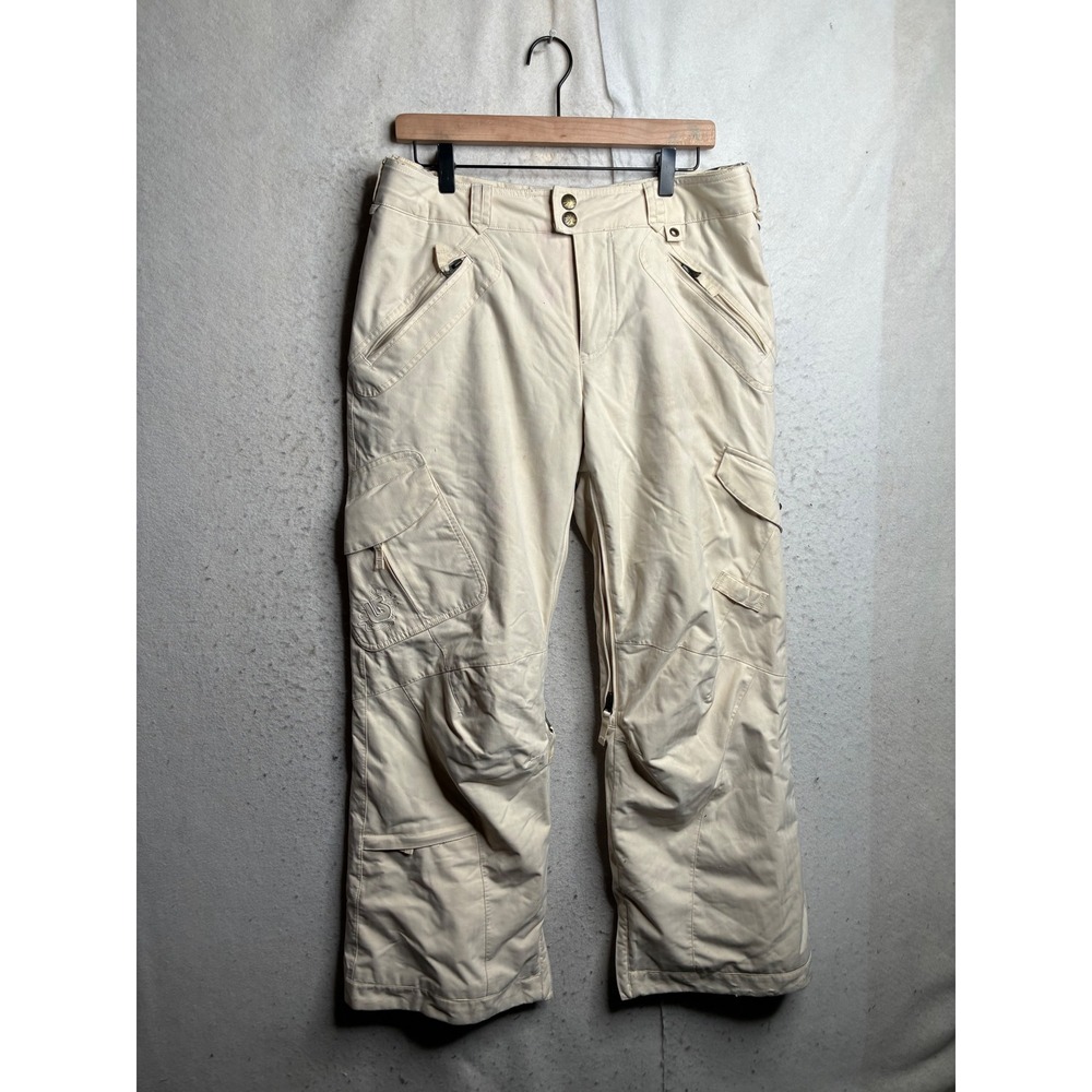Burton Snowboard Pants Mens Medium Beige Herringbone Cargo Ski Snow Trousers